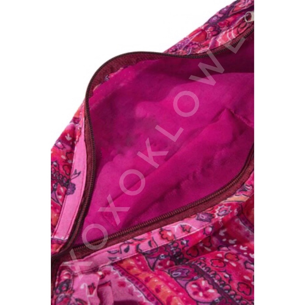 Hot Pink Boho Print Hobo Bag Beach Cruise Weekend - Picture 6 of 8
